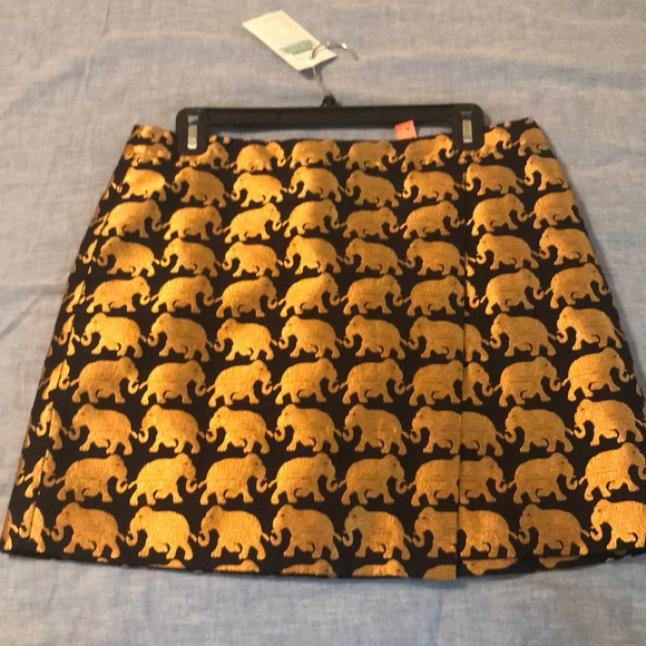 J. Crew Elephant skirt navy gold - Picture 1 of 2